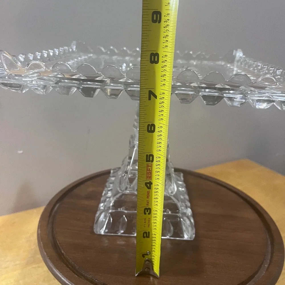 Vtg Adams & Co EAPG Crystal Wedding Cake Stand 1890s Victorian Clear Glass